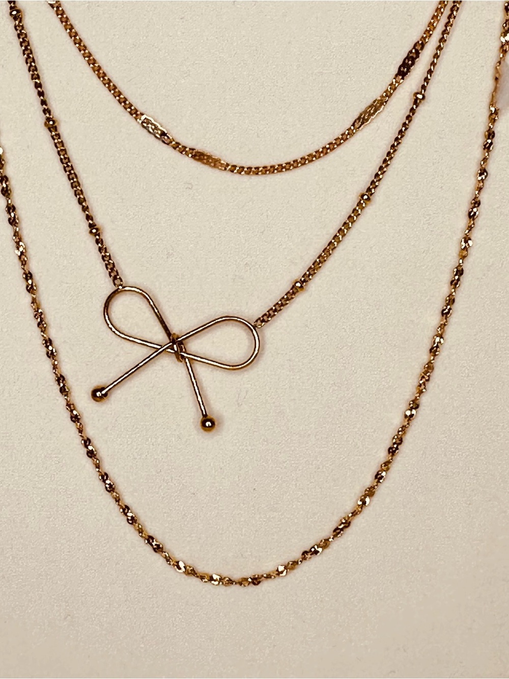 3 Pc Layered Rose Gold Tone Necklace Set | Monet | Adjustable Bow Necklace - Picture 3 of 13